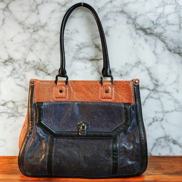 Tory Burch Two-Tone Brown and Black Leather Satchel - Picture 13 of 13